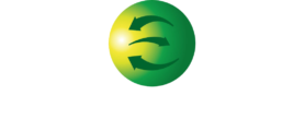 A green ball with arrows in it and the words " commercial mail ".